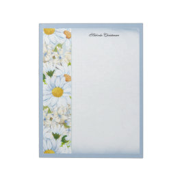 Floral Daisy Vintag Dusty Blue Wasserfarbe Name Notizblock