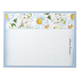 Floral Daisy Vintag Dusty Blue Wasserfarbe Name Notizblock