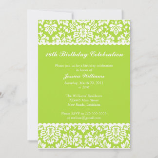 Floral Damask Birthday Einladung