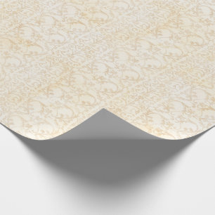 Floral Damask Creme und Beige Hochzeit Geschenkpapier