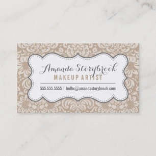 FLORAL DAMASK PATTERN trendy Vintagen kraft grau Visitenkarte