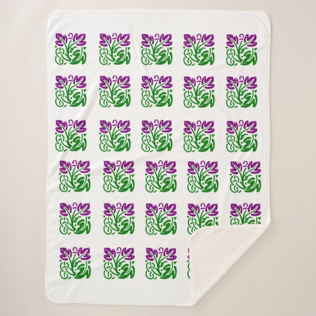 Floral Damask Sherpa Blanket Sherpadecke (Vorderseite)