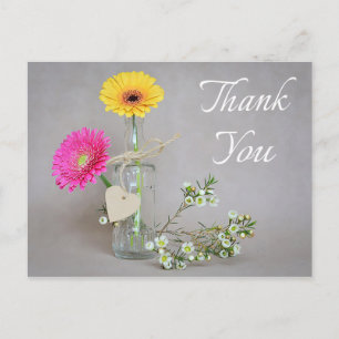 Floral Danke Pink, gelbe Gerbera Daisy Blume Postkarte