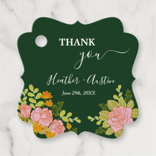 Floral Dark Green Wedding Botanic Geschenkanhänger