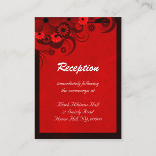 Floral Dark Red Goth Hochzeitsempfang Begleitkarte