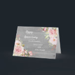 Floral Daughter & Son in Law Wedding Jubiläum Karte<br><div class="desc">Happy Hochzeitstag Karte für Tochter und Sohn im Gesetz mit eleganten rot-rosa Aquarellblumen und Holzhintergrund und Herzen Vers.</div>