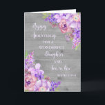 Floral Daughter & Son in Law Wedding Jubiläum Karte<br><div class="desc">Happy Hochzeitstag Karte für Tochter und Sohn im Gesetz mit schönen Aquarell Vintag violette Blumen,  rustikales Holz und sentimental Vers.</div>