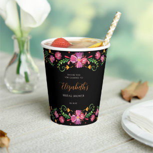 Floral Day of the Dead Brautparty Pappbecher