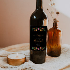 Floral Day of the Dead Bridal Shower Weinetikett