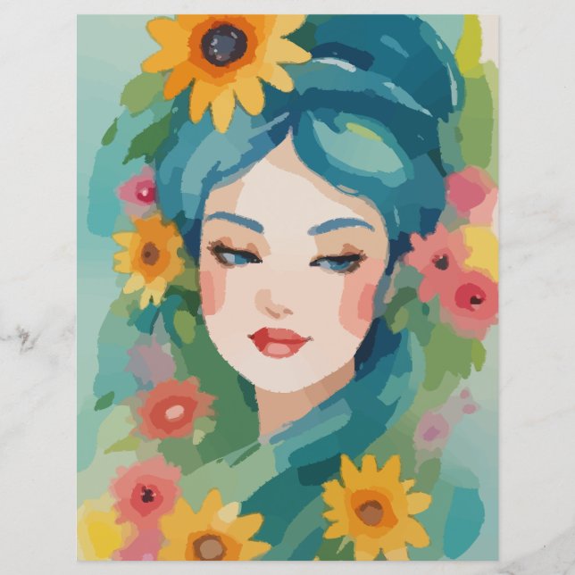 Floral Daydream Portrait Scrapbook Paper (Vorderseite)