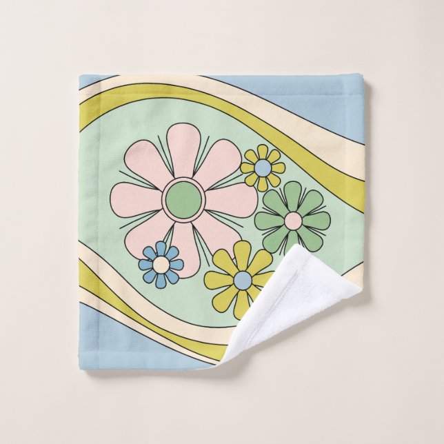 Floral Daydream Retro Blume 60er 70er Pastel Waschlappen (Waschlappen)