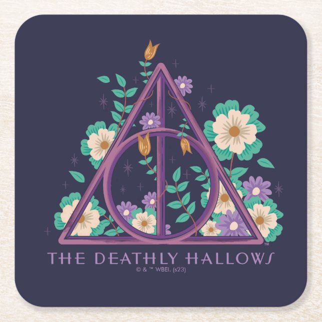 Floral Deathly Hallows Graphic Rechteckiger Pappuntersetzer (Vorderseite)