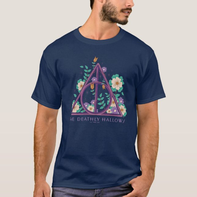 Floral Deathly Hallows Graphic T-Shirt (Vorderseite)