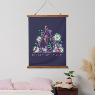 Floral Deathly Hallows Graphic Wandteppich Mit Holzrahmen