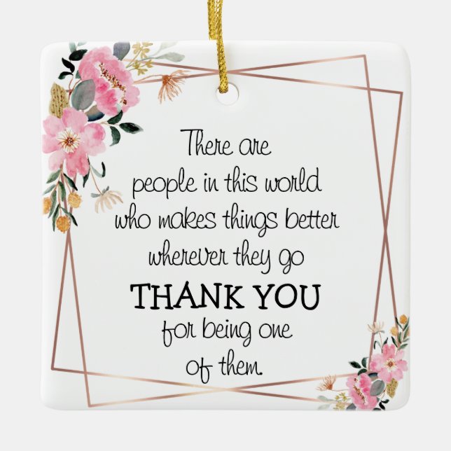 Floral Decoration with Thank You Message Keramikornament (Vorderseite)