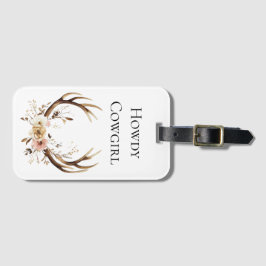 Floral Deer Antlers Cowgirl Gepäckanhänger