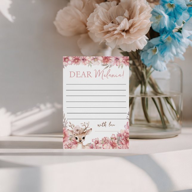 Floral Deer Birthday Message Card Einladung (Von Creator hochgeladen)