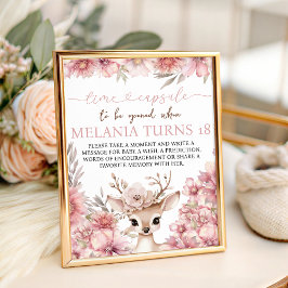 Floral Deer Birthday Time Capsule Sign Sockelschild