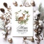 Floral Deer Elegant Moderne frohe Weihnachten<br><div class="desc">Blumenhändler Elegante Wasserfarbe Weihnachtskarte</div>