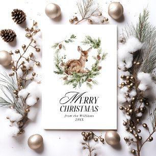 Floral Deer Elegant Moderne frohe Weihnachten