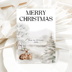 Floral Deer Elegant Wasserfarbe Frohe Weihnachten