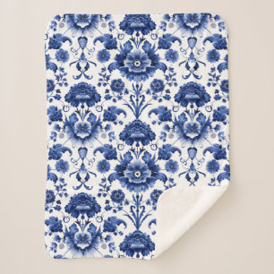 Floral Delft Blue Sherpadecke