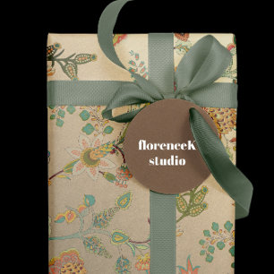 Floral Delicate Oriental Garden Gold Kraft Cali Geschenkpapier
