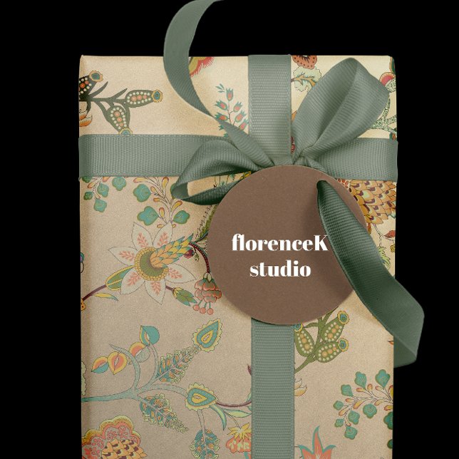 Floral Delicate Oriental Garden Gold Kraft Cali Geschenkpapier (Floral Delicate Oriental Garden Gold Kraft Cali Wrapping Paper)