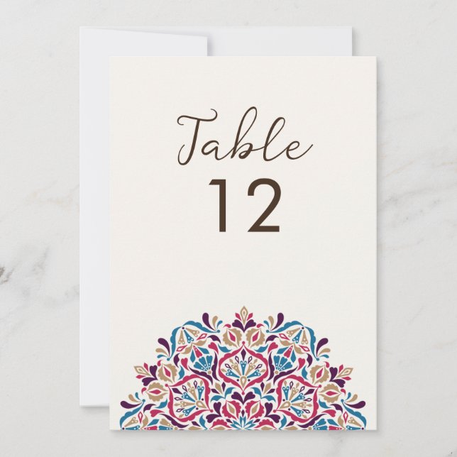 Floral Delight Mandala Wedding Table Number Einladung (Vorderseite)