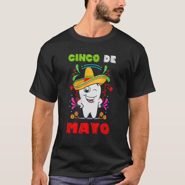 Floral Dental Tooth Cinco De Mayo Mexican Dentist T-Shirt (Vorderseite)