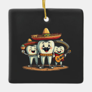 Floral Dental Tooth Funny Cinco De Mayo Keramikornament