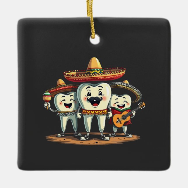 Floral Dental Tooth Funny Cinco De Mayo Keramikornament (Vorderseite)