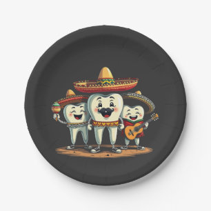Floral Dental Tooth Funny Cinco De Mayo Pappteller