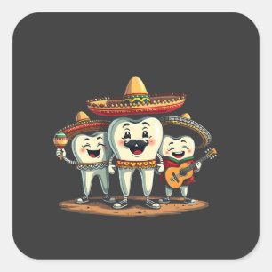 Floral Dental Tooth Funny Cinco De Mayo Quadratischer Aufkleber