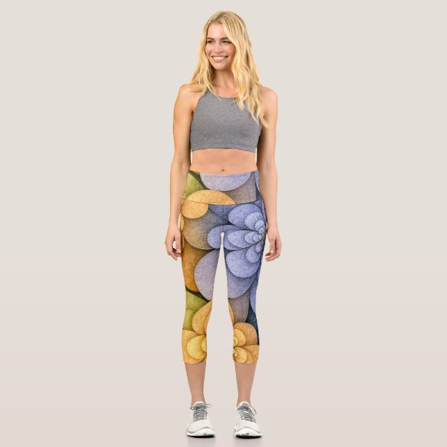 Floral design High Waisted Capris (Vorderseite)