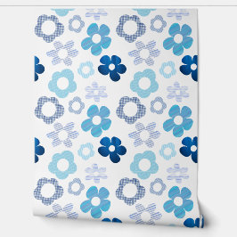 floral design in blue tones tapete