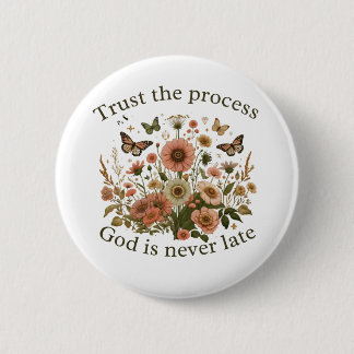 Floral design with butterflies – Christian quote “ Button