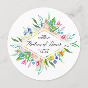 Floral Diamond Bridesmaid Matron of Honor Einladung