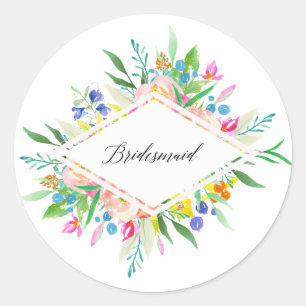 Floral Diamond Bridesmaid Sticker