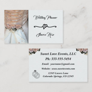 Floral Diamond White Wedding Planner Business Card Visitenkarte