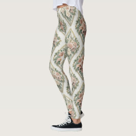 Floral Diamonds Pattern – Geometric Botanical  Leggings
