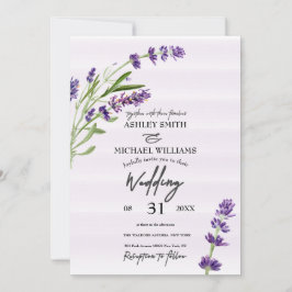 Floral Digital Lavender Romantische Hochzeit Einladung