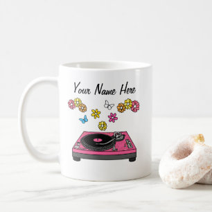 Floral DJ Turntable Music Producer Musiker Custom Kaffeetasse