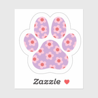 Floral Dog Paw Druckaufkleber | Niedliches Beigesc Aufkleber