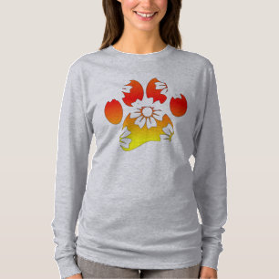 Floral Dog Paw Print T-Shirt