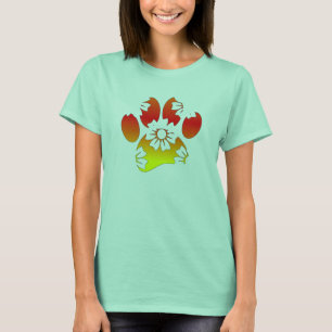 Floral Dog Paw Print T-Shirt