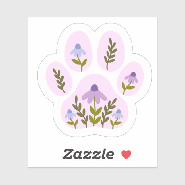 Floral Dog Pfosten Druckaufkleber - Niedliches bot Aufkleber (Blatt)