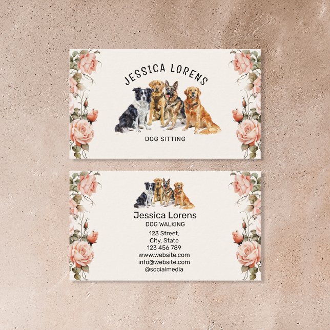 Floral Dog Sitter, Pet Groomer, Tierarzt Visitenkarte (Von Creator hochgeladen)