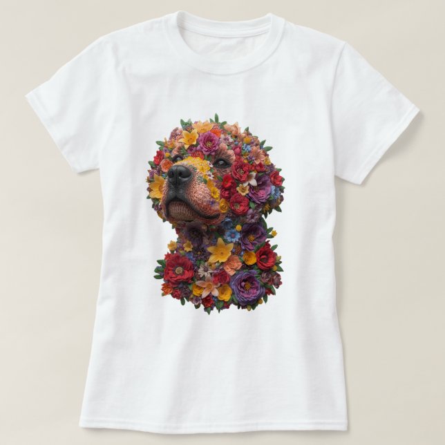 Floral Dog T-Shirt | Cute Flower Puppy Design  (Design vorne)