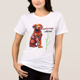 Floral Dog T-Shirt | Cute Flower Puppy Design  Tri-Blend Shirt